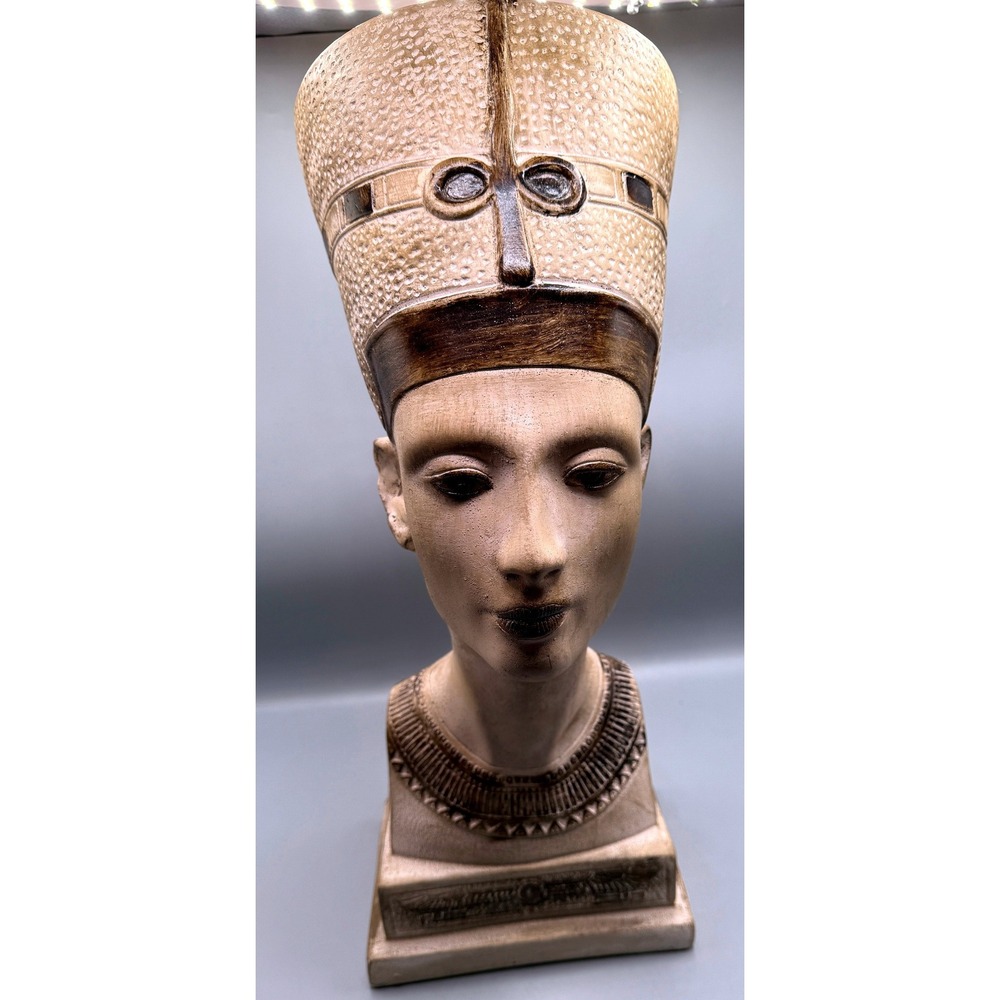 Vintage Queen Nefertiti Bust Sculpture Ancient Egyptian Royal Statue 19 Inch